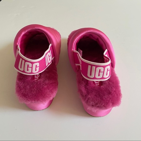 New UGG Fuchsia Puff Yeah Satin Slides Slippers Sandals 7 - Picture 4 of 8